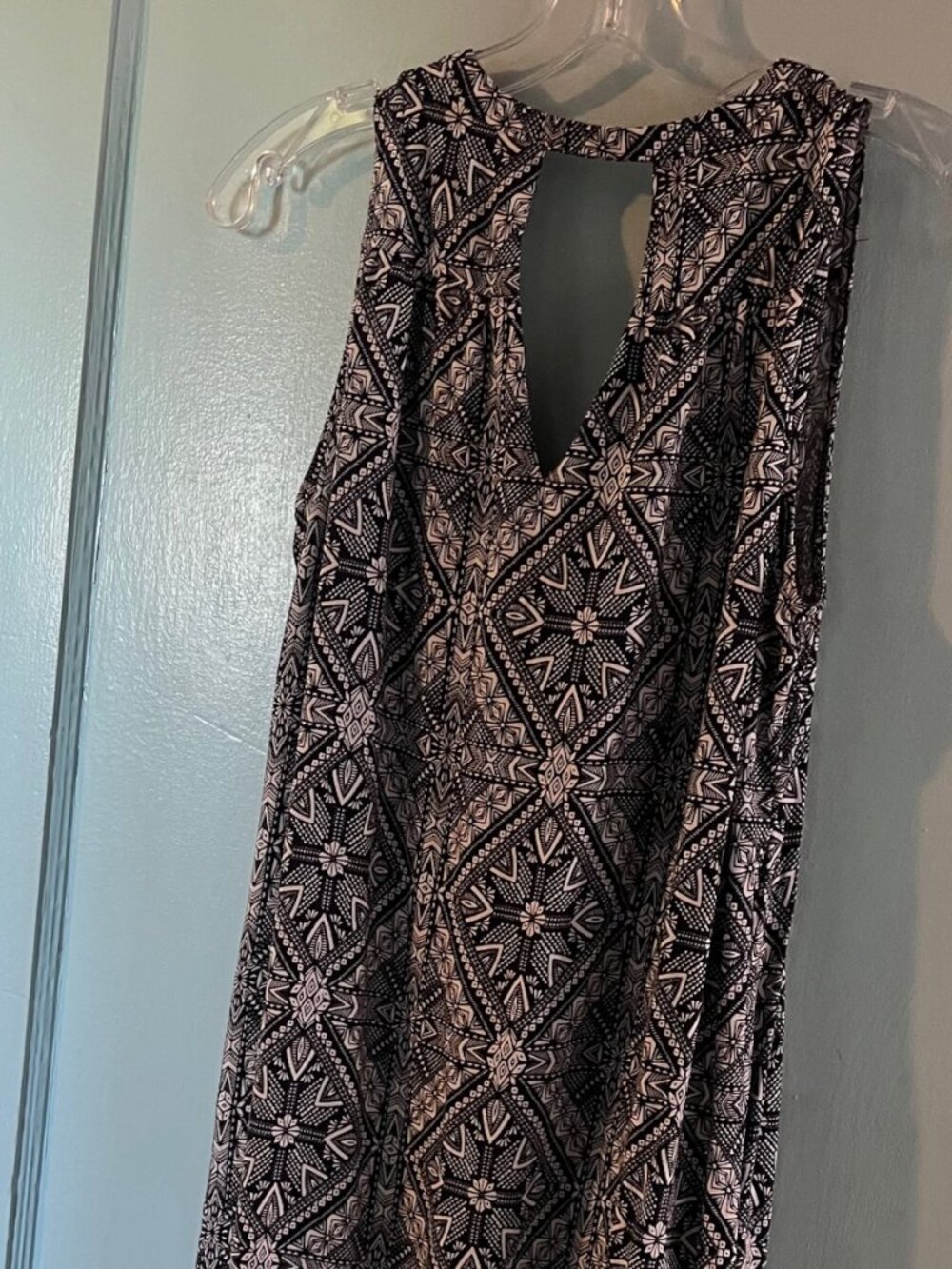 Denver Hayes Navy Blue Medallion Print Rayon Shift Dress Size Small - Picture 3 of 8